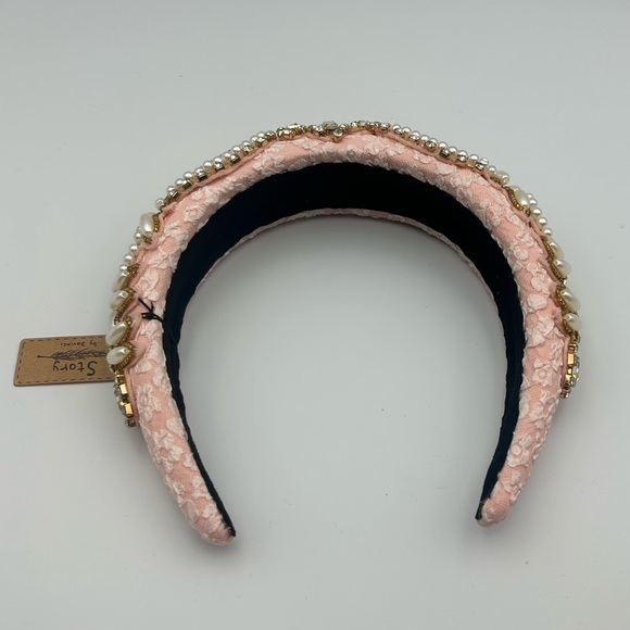 *New* Story by Davinci Pink Headband w/ Pearls and Rhinestones - Picture 6 of 12